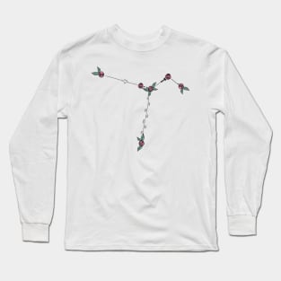 Columba (Dove) Constellation Roses and Hearts Doodle Long Sleeve T-Shirt